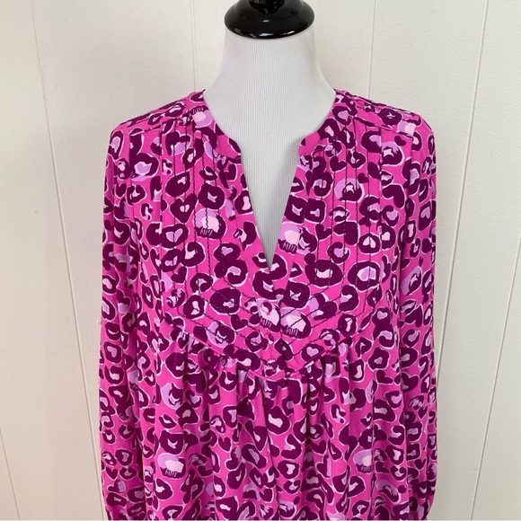 Lilly Pulitzer Brynnly Dress Mandevilla Pink Don't be a Cheetah Sz 8 Long Sleeve - Picture 3 of 16